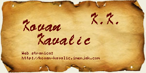 Kovan Kavalić vizit kartica